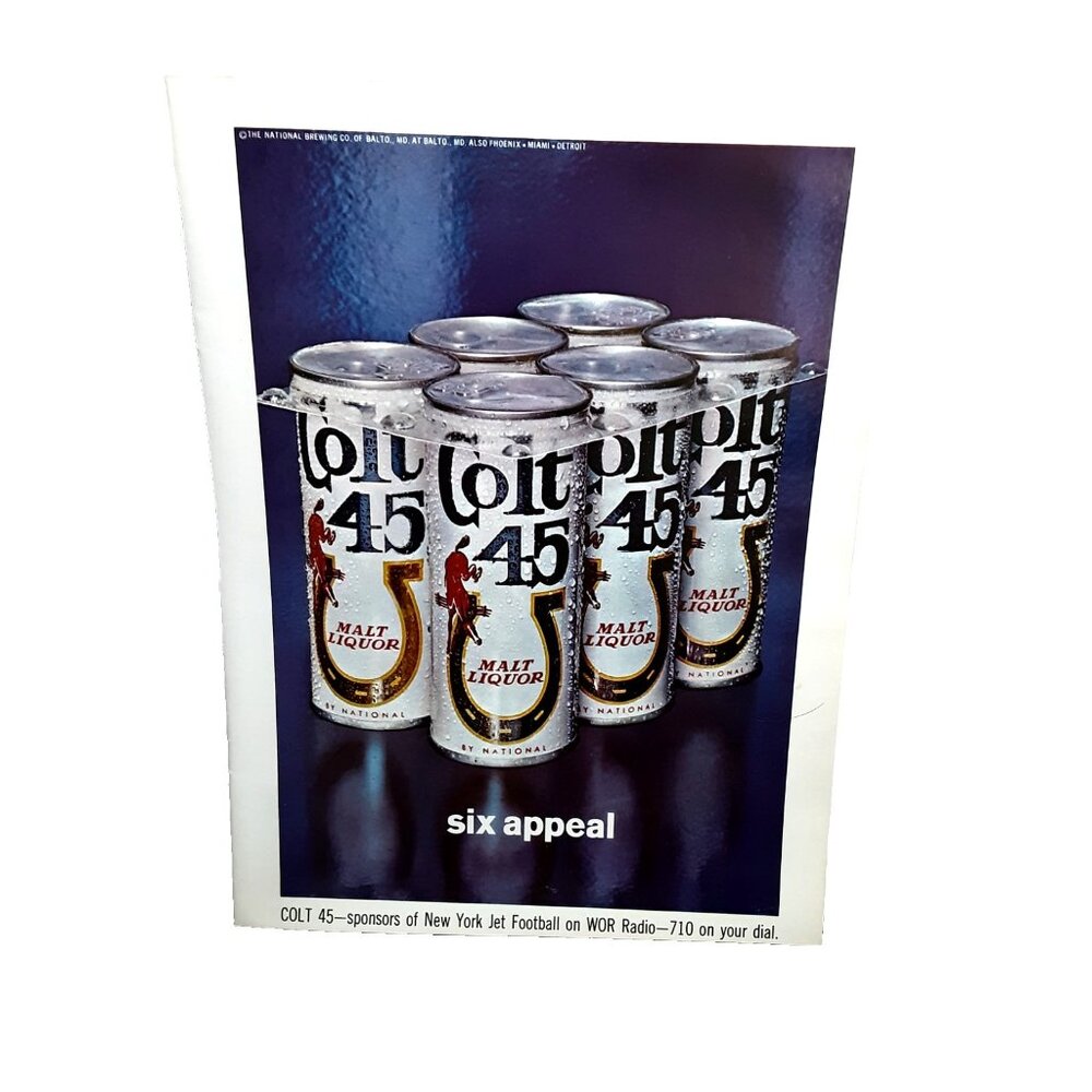 1971 Colt 45 Malt Liquor Ad Six Appeal Jets Sponsor WOR Radio New York